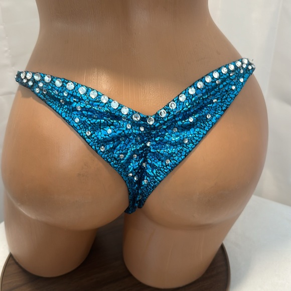Npc competition bikini suit, teal hologram, handmade new color34B small bottom - Picture 6 of 7